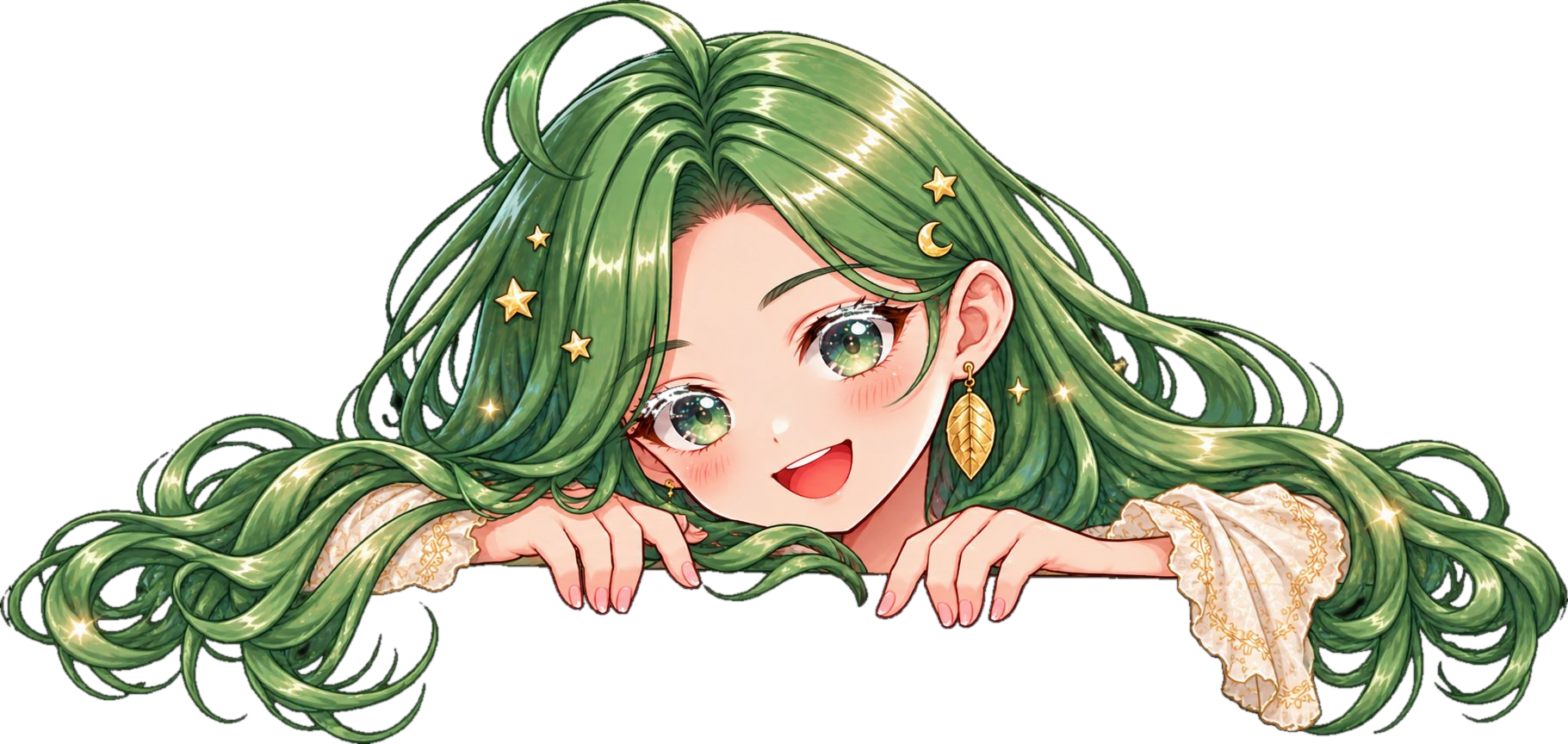 Liny Dee peeking over the banner